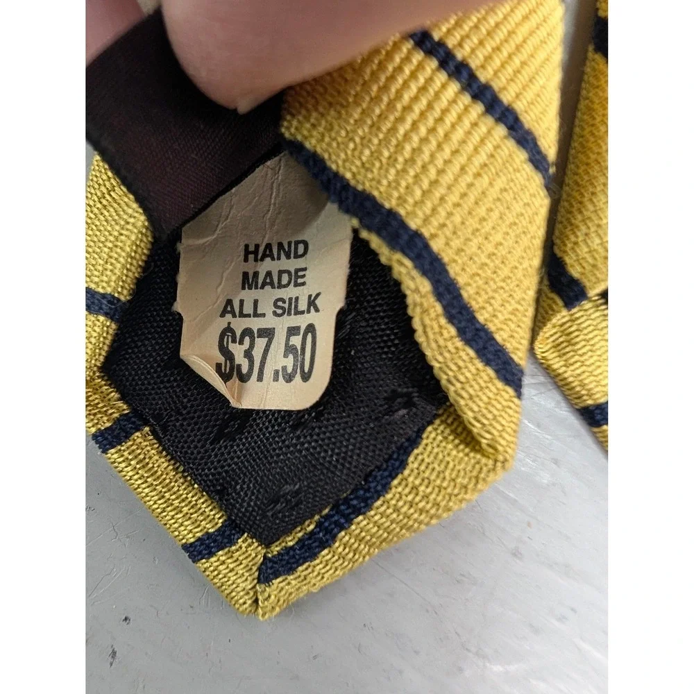 Vintage‎ Ashford & Brooks London Stripe Handmade Silk Neck Tie Yellow Black NEW